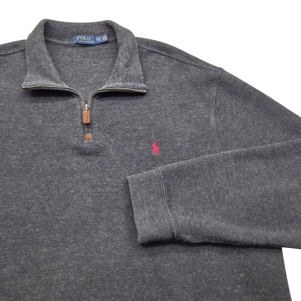 Polo Ralph Lauren Pullover Quarter Zip Sweatshirt Charcoal Grey Mens‎ XXL